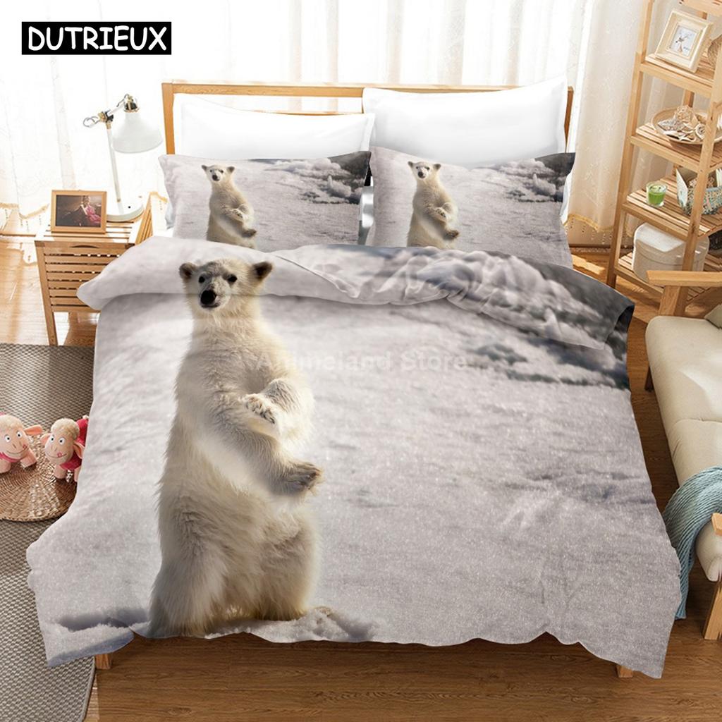 Polar Bear Bedding Set Animal Lovely Quilt Duvet Cover Sets Home Decor Bed Twin Single Queen King Size Fashion Scenery Kawaii