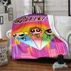 1pc Powerpuff Girls Blanket Lightweight Flannel Throw For Sofa, Bed, Travel, Camping, Livingroom, Office, Couch, Chair, And Bed