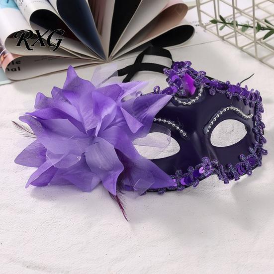 Dance Party Mask Half Face Masquerade for Women, Mesh Flower Rhinestone Venetian Decorative Mask, Costumes Accessory Halloween Carnival Prom