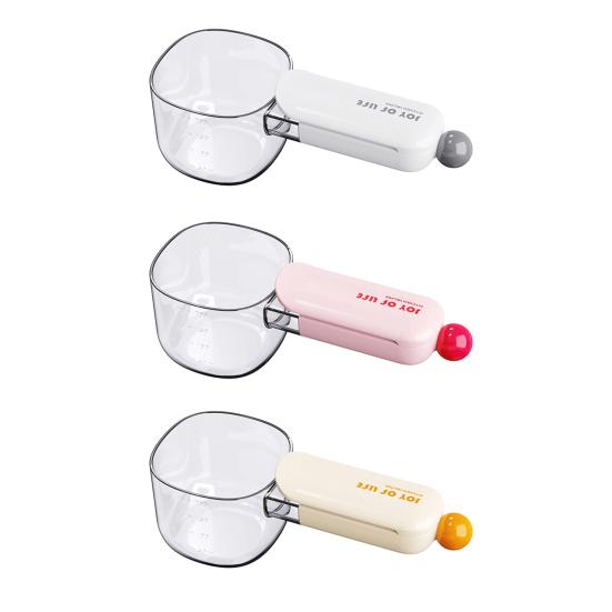 Мерная ложка для корма для домашних животных со шкалой, зажим для запечатывания пакетов, многофункциональный совок для рисовой муки, кухонный инструмент