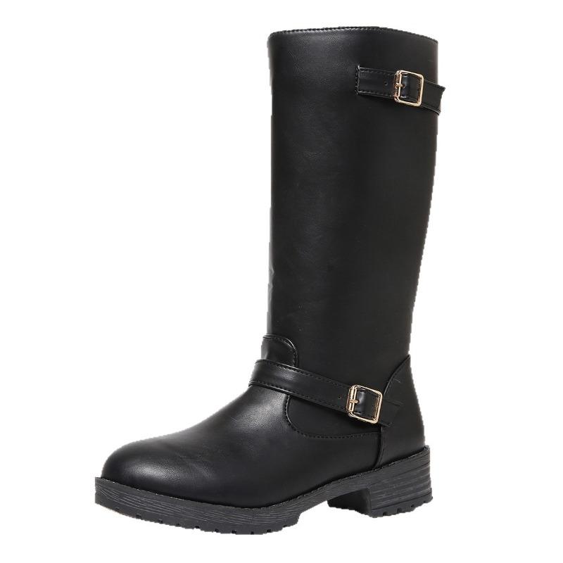 Пряжка на ремне Сапоги-рыцари для похудения 2025 Зима Новые Большие размеры Высокие сапоги для женщин