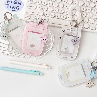 Портативный студенческий фотопротектор с подвеской в виде звезды, модный новый мини-фотоальбом для девочек, брелок, милый мультяшный корейский держатель для карт