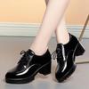 6см 8см Элегантные туфли-гладиаторы из лакированной кожи с глубоким вырезом, туфли на платформе, весенние туфли на блочном каблуке, оксфорды черного цвета для офиса, для мамы