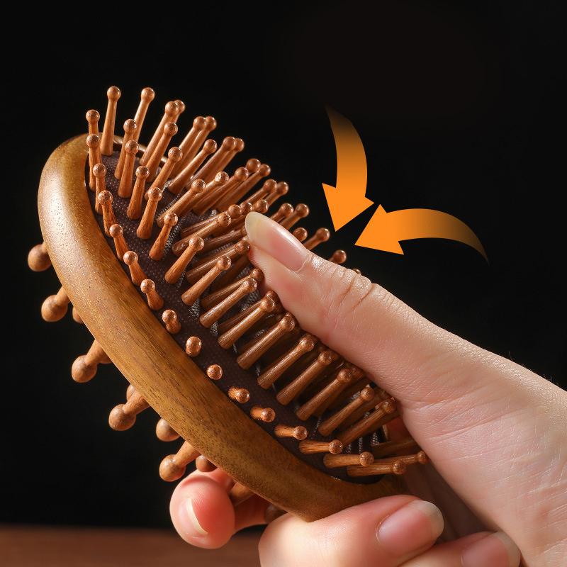 Double Sided Sandalwood Air Bag Comb Anti Static Scalp Massage Wood Comb Head Blood Circulation Nose Comb Brush Curly Hair
