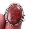 Кольцо из двухцветного серебра 925 пробы с натуральным красным драгоценным камнем яшмой S.8 s5B14