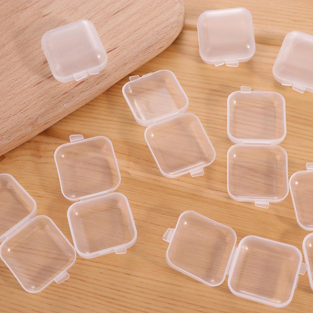 100 Pcs Finishing Jewelry Storage Case Transparent Square Plastic Case Earring Ring