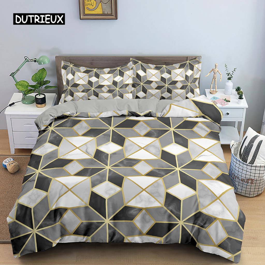 Комплект постельного белья с геометрическим принтом, разноцветный полосатый пододеяльник для детей, детское одеяло, 2/3 шт., микрофибра, домашний текстиль