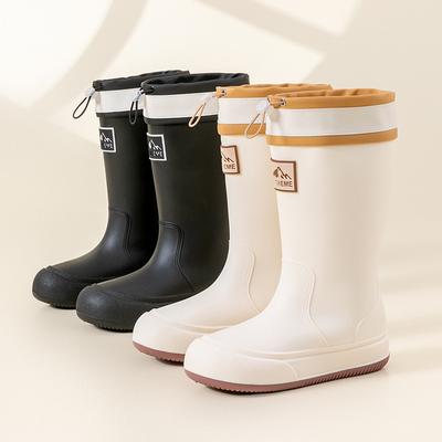 Модные высокие резиновые сапоги для женщин, водонепроницаемые, нескользящие, на шнурке, дождевые, для работы, водные, для улицы