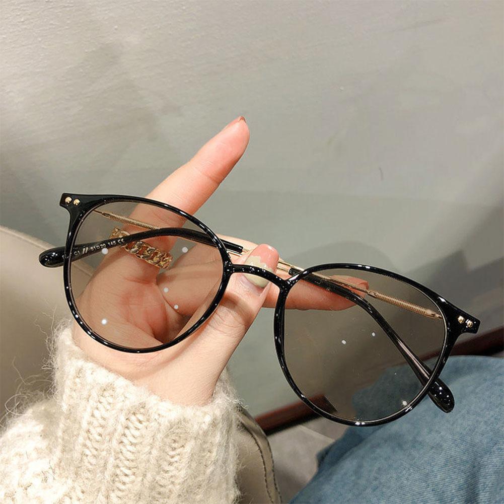 Color Changing Anti Blue Light Glasses Circular Glasses Frame Comfortable Outdoor Sunglasses For Women
