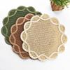 Woven Placemat Heat Insulation Non-Slip Table Mat Retro Petal Shape Dining Mat
