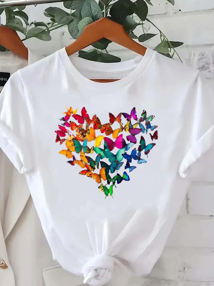 (Азиатский размер) трендовая милая футболка футболка топ одежда мода женская повседневная с принтом леди женская графическая с коротким рукавом футболки