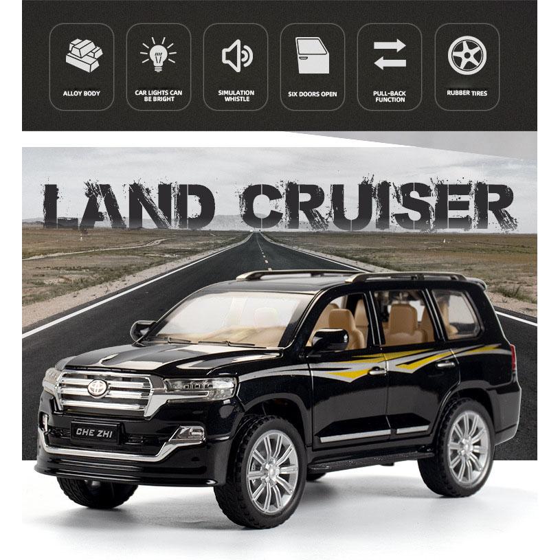 Масштаб 1/24 Toyota Land Cruiser, литая под давлением модель автомобиля, игрушечный автомобиль с откатным механизмом, звуком и светом для детей, коллекция подарков для мальчиков и девочек