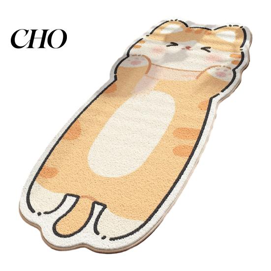 Cozy Bedroom Rug Cute Cat Bath Rug, Irregular Animal Shaped Floor Mat, Soft Absorbent Decorative Non Slip Area Carpet for Tub, Shower, Bedroom, Living