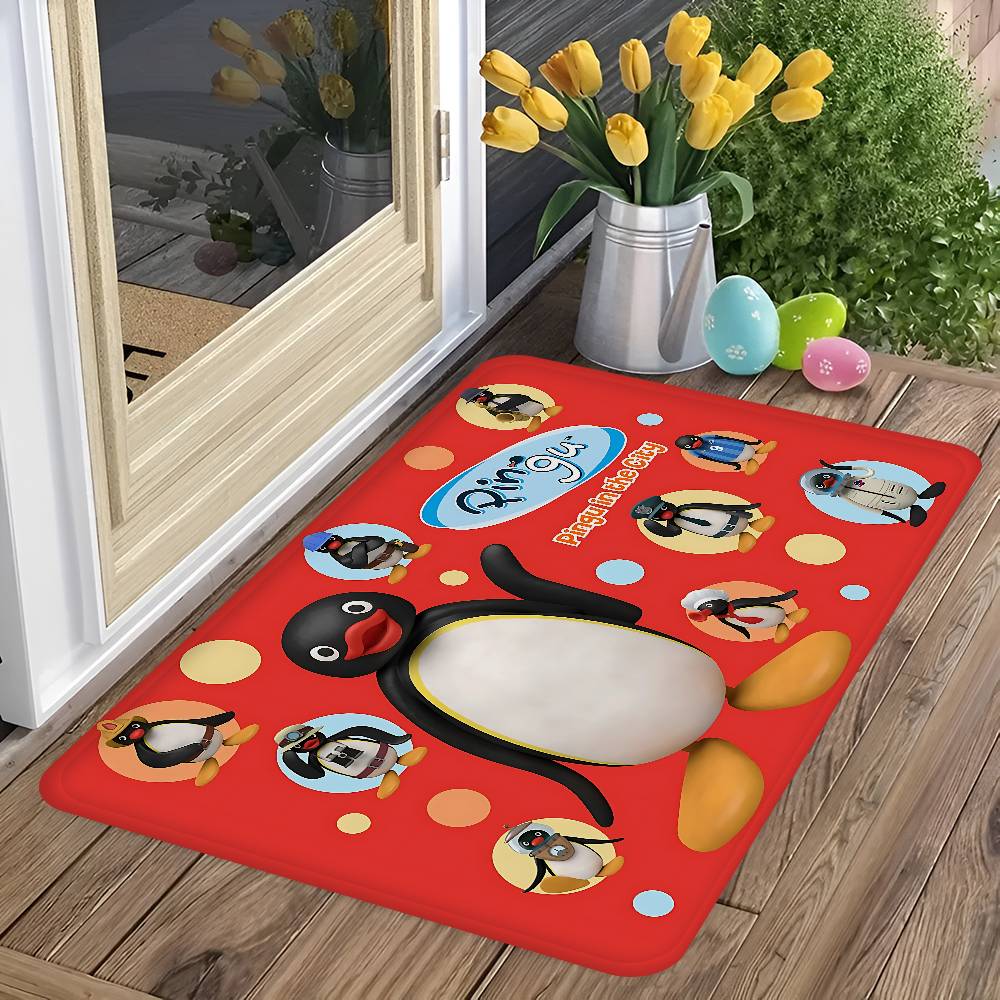 Children Animation P-Pingu Bathroom Mat Anti-slip Absorb Water Long Strip Cushion Bedroon Mat Welcome Doormat