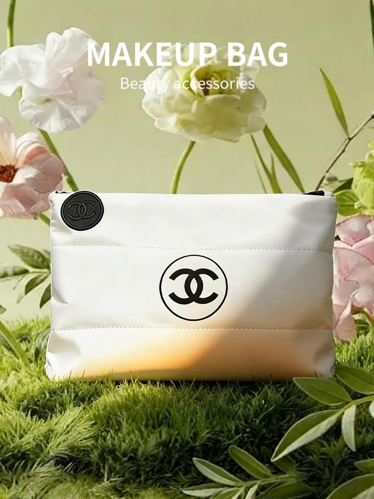 Chanel Стеганая нейлоновая косметичка, вместительная косметичка-органайзер, дорожная сумка-несессер на молнии, портативная повседневная сумка-клатч для хранения для женщин