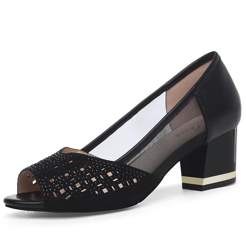 Женские сандалии Летние сандалии Fish Mouth Прозрачные высокие каблуки Дышащие нескользящие офисные сандалии