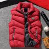 Autumn Winter Men Vest Cotton Padded Solid Color Zipper Windproof Thickened Sleeveless Jacket Streetwear