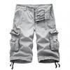 2024 Casual Shorts Men Summer Military Mens Cargo Shorts Fanshion Multi Pocket Cargo Shorts Men Cotton Solid Knee Length Straight