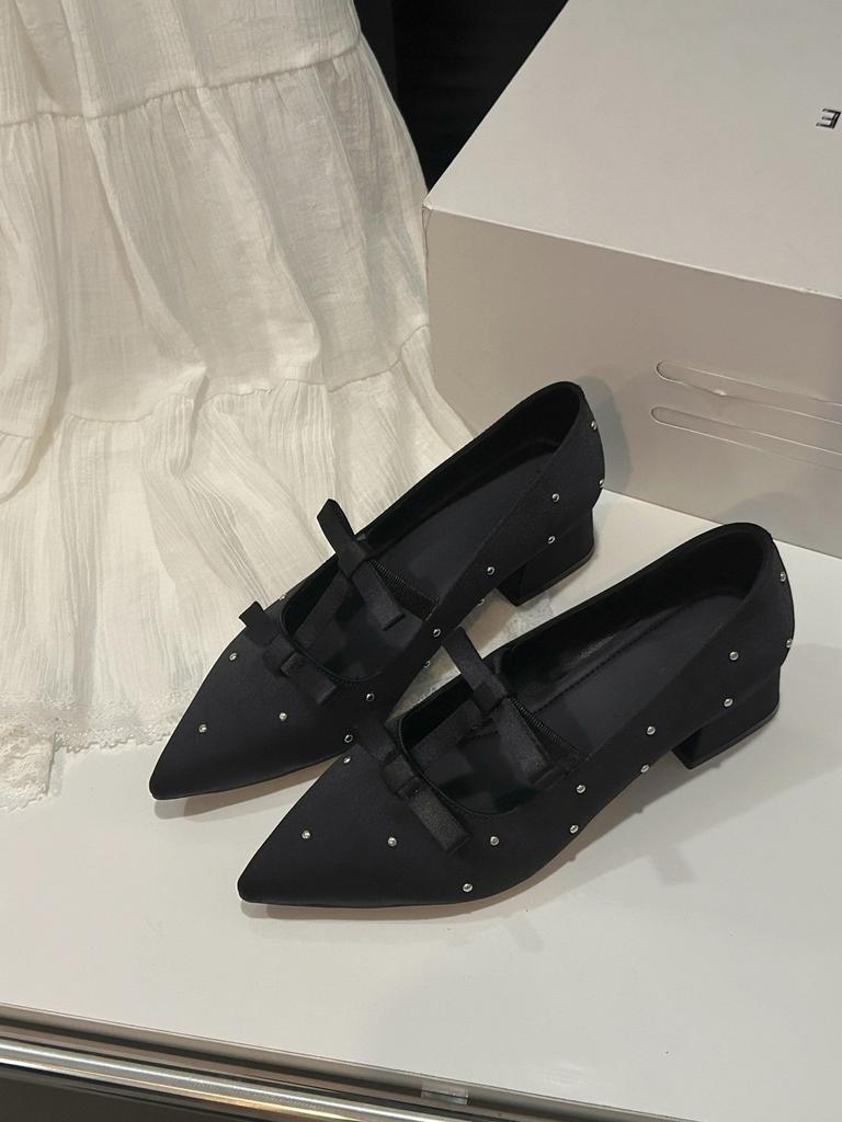 Including the inner heightening version~ · Temperament rhinestone satin women's shoes 2025 new fairy style beautiful Mary Jane shoes