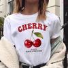 Женская футболка с принтом вишни, круглый вырез, короткий рукав, повседневный топ, стандартная длина, футболки с фруктами и овощами, топ Y2k