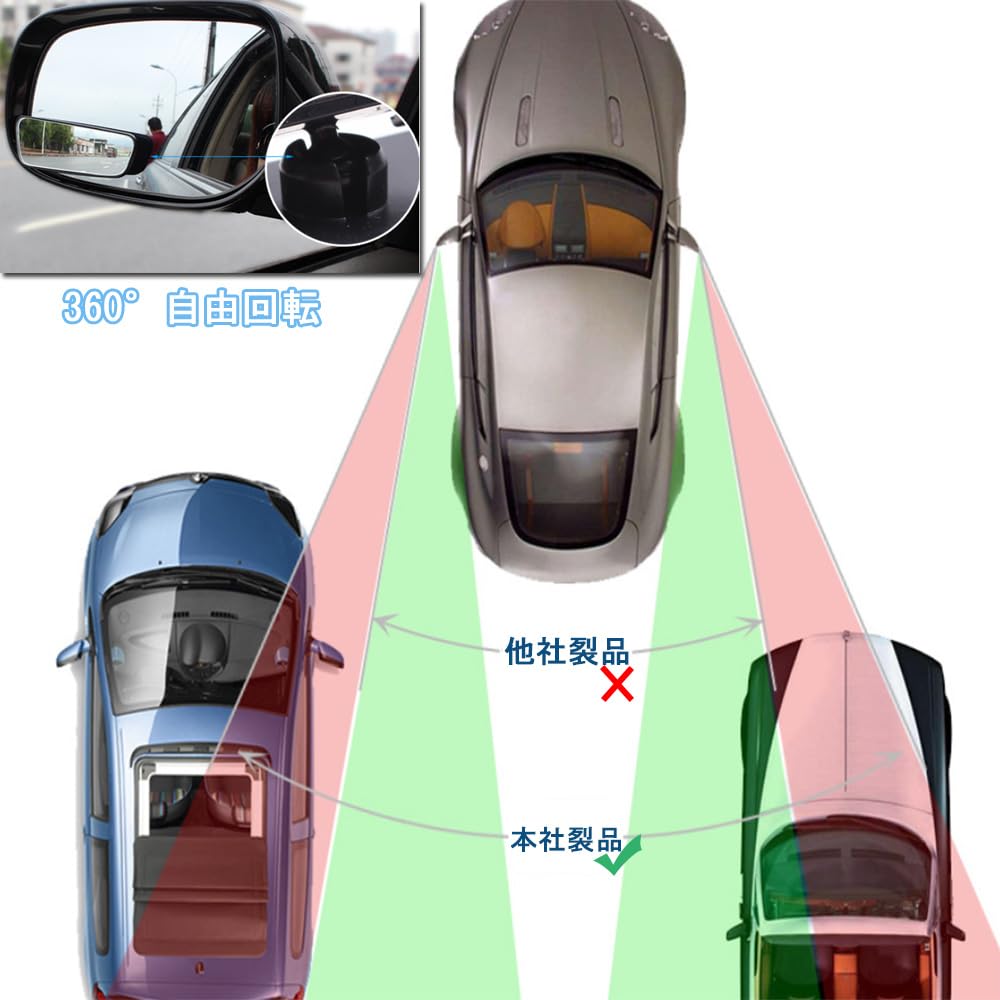 KALOLINNA Автомобильное вспомогательное зеркало, 2 шт., Регулируемое зеркало заднего вида для слепой зоны, Простая установка, Широкое поле обзора