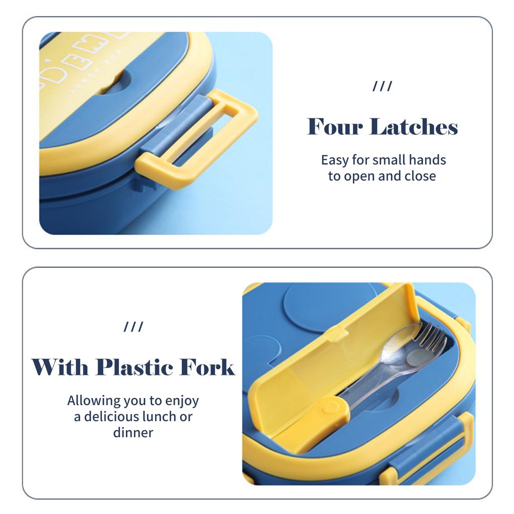 Lunch Box With Fork Compartment Reusable Leakproof Stainless Steel Bento Box for Adults Kids School Office