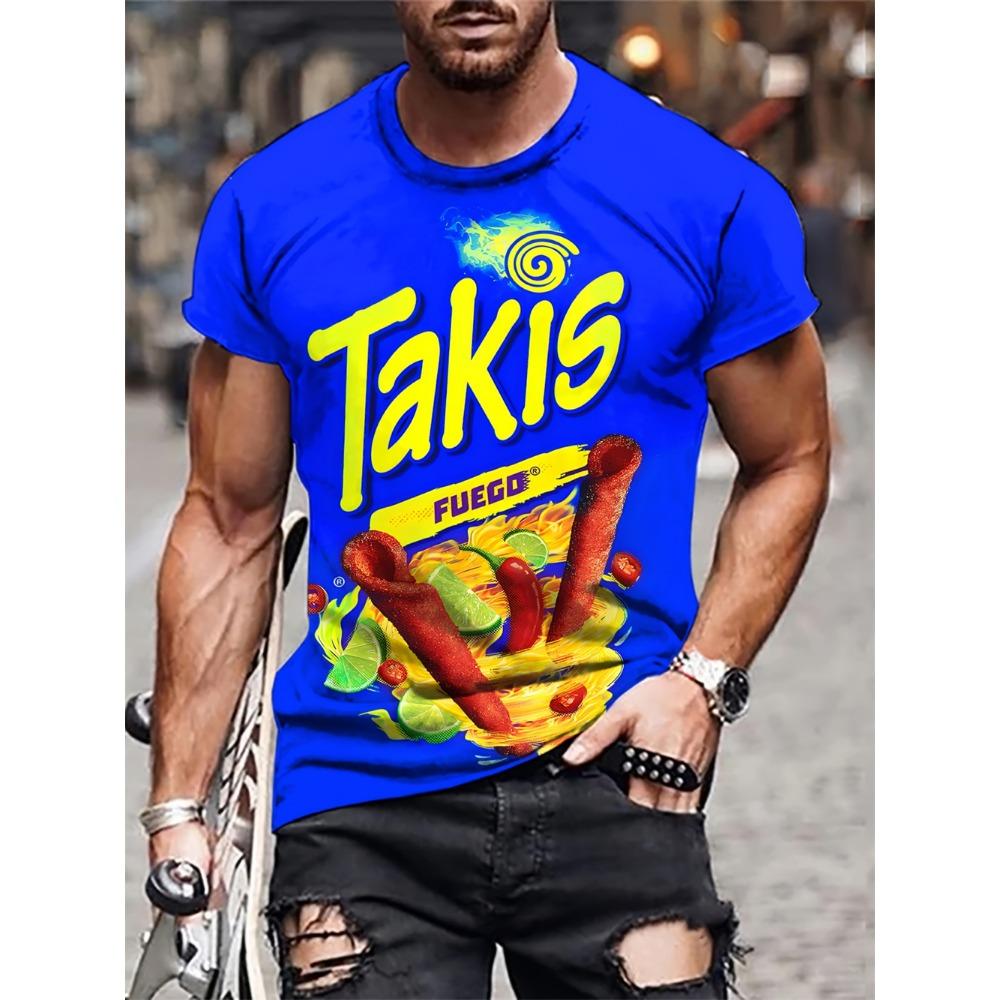 Модная мужская футболка Takis с 3D-принтом, повседневная футболка с коротким рукавом, круглая горловина, мужская одежда для улицы, футболки, топы для лета