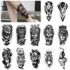 Set Tattoo Sticker Lion Tiger Black Half Arm Water Transfer Simulation Tattoo Sticker Tattoo
