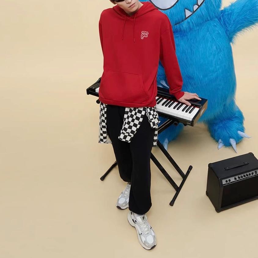 Fila Fusion FOB Худи с принтом логотипа Вязаный пуловер Свитшот в студенческом стиле Унисекс свитшот Misty-Red T11U413207FRD