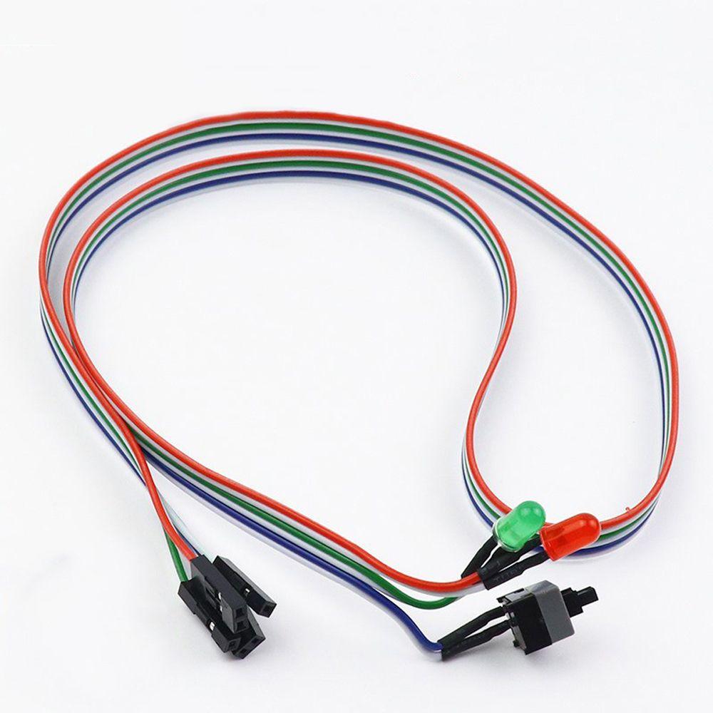 Reset Power Cord Push Button Switch PC Power Reset Switch with LED Light Motherboard Power Cable