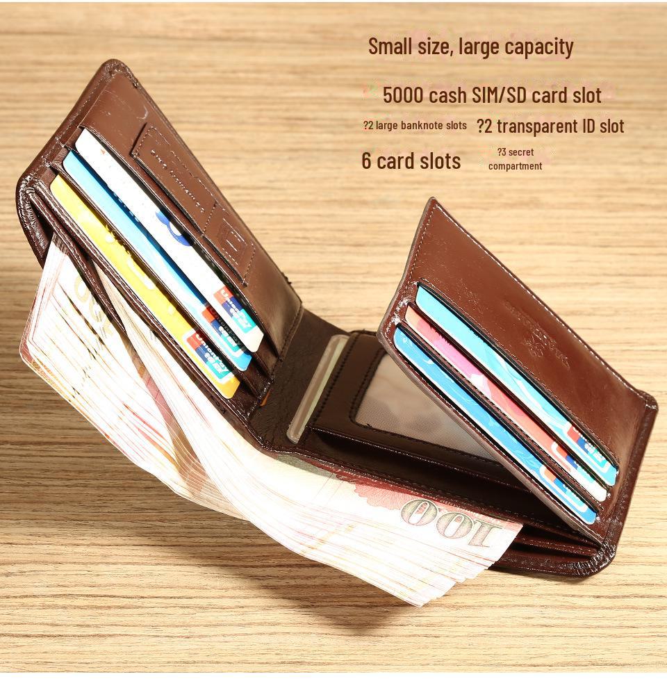 Мужской короткий кошелек Manbang из воловьей кожи с блокировкой RFID