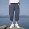 Мужские повседневные укороченные брюки с тонкими боковыми карманами на шнурке и эластичной резинкой на талии, однотонные спортивные штаны для тренировок в тренажерном зале, спортивные штаны для бега, пляжные брюки, спортивные штаны
