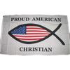 Proud Christian American Flag 3x5 Ft Fish Flag Jesus Christ Religious Usa Symbol