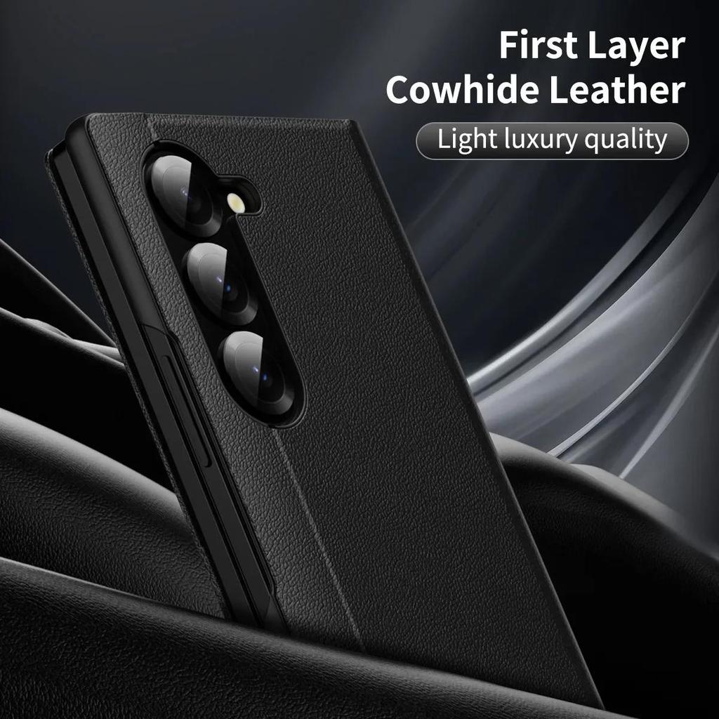 Для Samsung Galaxy S26 Ultra S24 FE S25Plus Чехол-книжка Оригинальный Бизнес Кожаный Карман для карт Книжка Умный дисплей Прозрачное окно Защита от падения