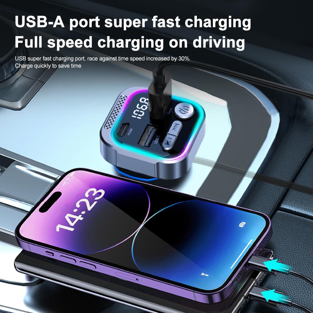 Kebidumei Bluetooth FM-передатчик для автомобильного радиоприемника, беспроводной аудиоприемник Hands Free, MP3-плеер с поддержкой быстрой зарядки 30 Вт PD