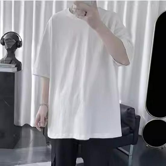 Мужская летняя вафельная футболка свободного кроя с коротким рукавом из шелка Ice Silk