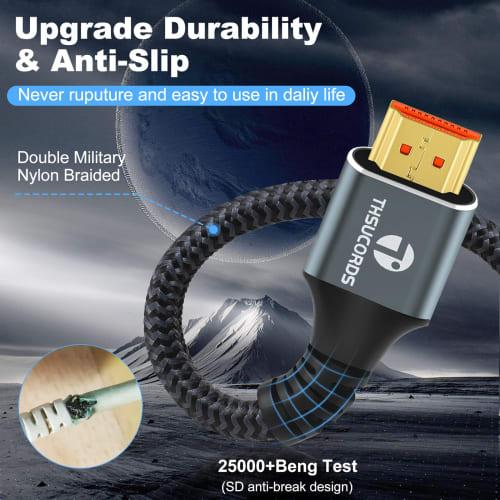 Thsucords 8K 4K HDMI Cable 2.1 3M 2pcs High Speed ??Braided HDMI 2.1 Cord 8K@60Hz 4K@120Hz 144Hz 48Gbps Compatible with Roku TV/PS5/HDTV/Blu-ray Quali