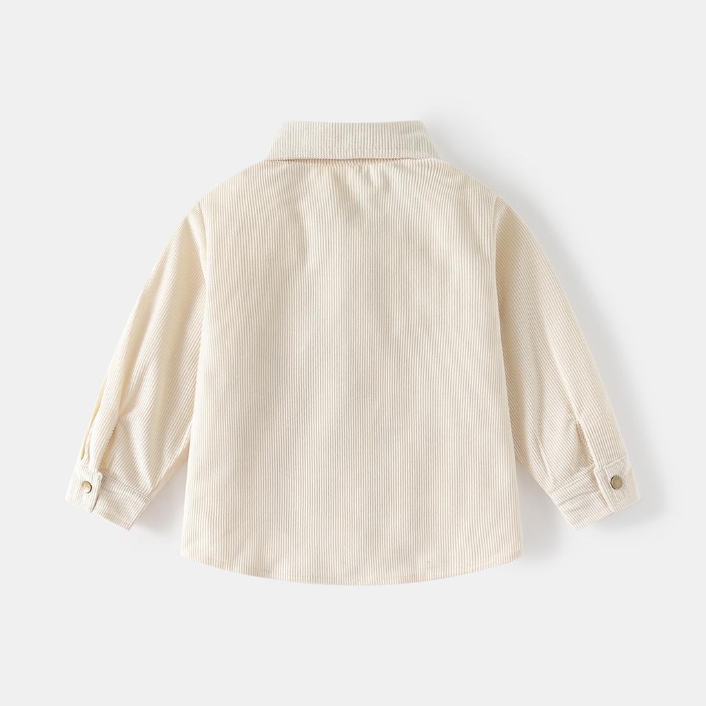 Детские рубашки 2025 года, новые весенние товары, вельветовые рубашки с длинными рукавами для мальчиков, однотонные кардиганы с отворотами для мальчиков, оптовая продажа