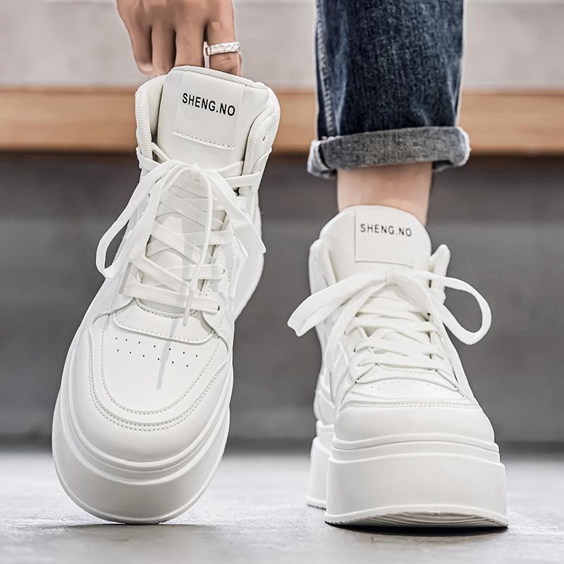 Мужская обувь для увеличения роста на осень и зиму 10см8см6см маленькие белые туфли корейская версия универсальная повседневная толстая подошва высокий верх обувь для скейтборда т
