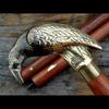 Vintage Golden Raven Head Handle Victorian Style Wood Walking Stick Cane