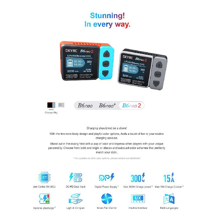 НОВЫЙ SKYRC B6neo 2 Умное зарядное устройство Многофункциональное умное зарядное устройство DC 300 Вт PD 80 В Зарядное устройство для аккумуляторов LiPo/LiFe/Lilon/LiHV/NiMH/NiCd/Pb