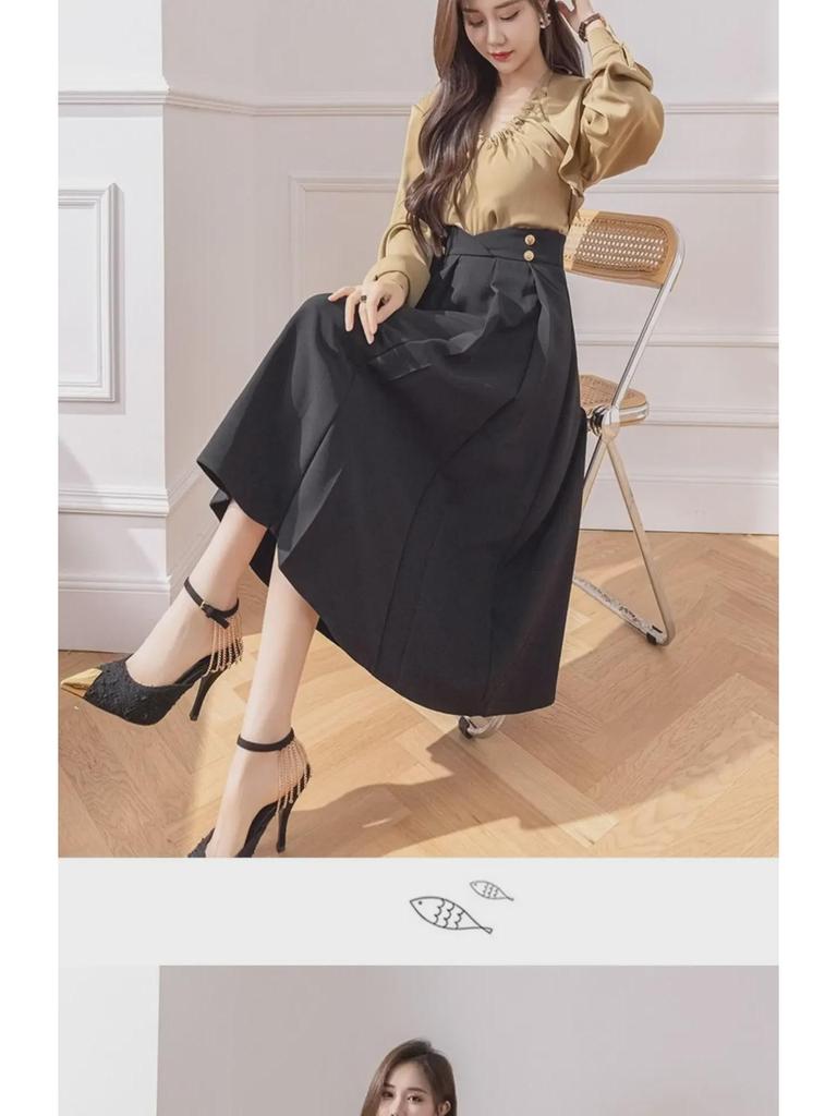 2024 Women's Summer A-line Pleated Midi Skirt - High-waisted, Hip-covering, Slimming Fit