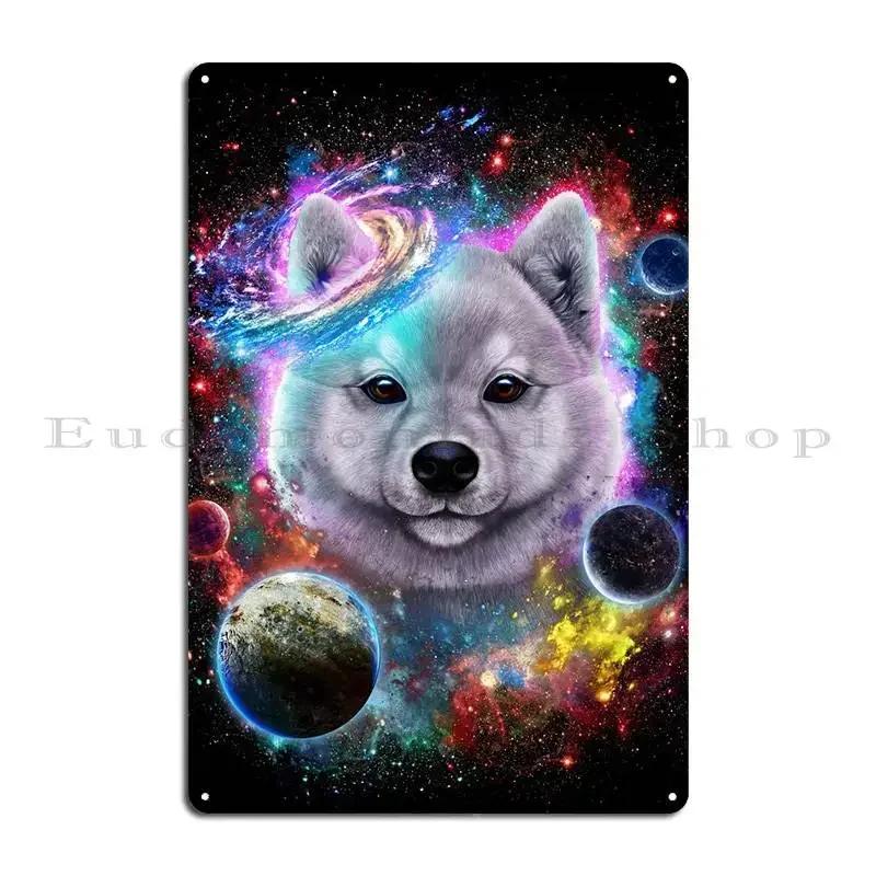Akita Dog In Space Galaxy Metal Signs Garage Custom Wall Mural Wall Decor Wall Cave Tin Sign Poster