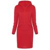 FASHION-MALL Однотонные Худи с Длинным Рукавом Bodycon для Женщин Платье-Худи до Колен