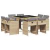 VidaXL Ensemble à manger de jardin et coussins 9 pcs mélange beige 3277967