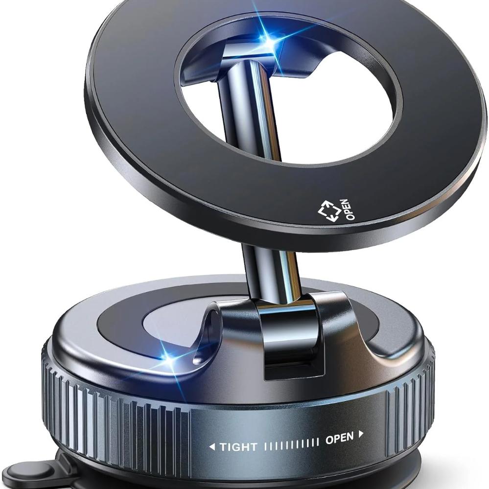 Vacuum magnetic phone holder, Magsafe suction cup phone holder, 360 ° adjustable magnetic phone holder, pocket sized foldable