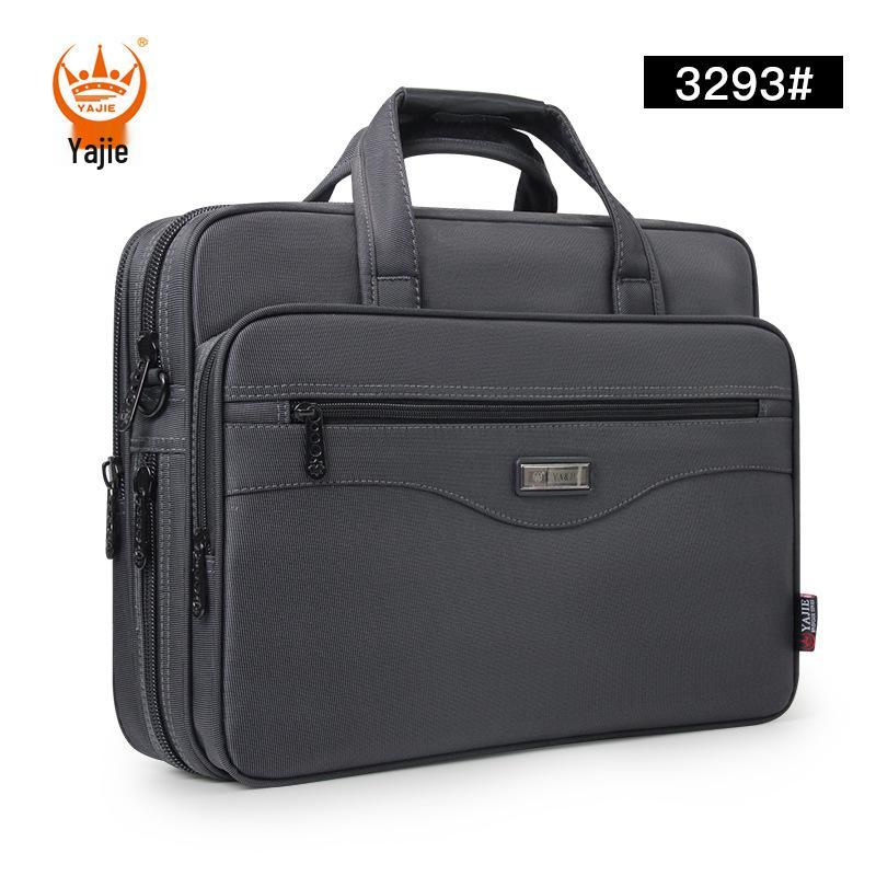 Мужской деловой портфель большой вместимости: Износостойкая компьютерная сумка через плечо из ткани Оксфорд