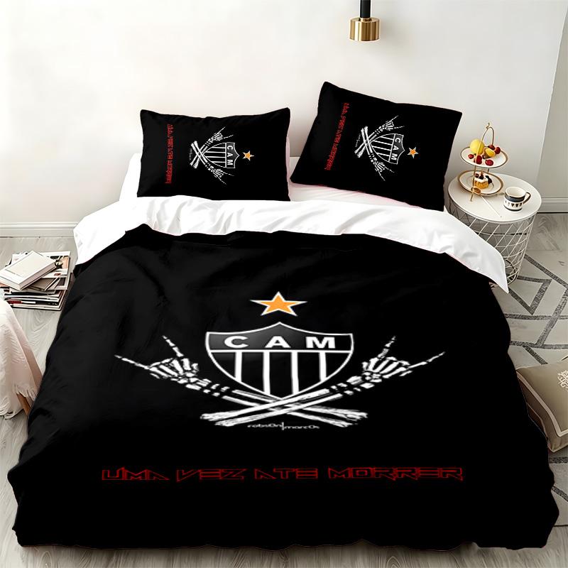 Clube Atletico Mineiro 3pc set Perfect for bedroom use Comfortable bedding set includes a duvet cover and two pillowcases Ideal birthday or Christmas