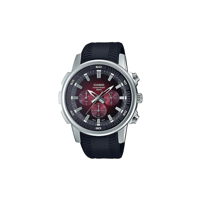 Casio СТАНДАРТная серия 50 метров водонепроницаемость и элегантность кварцевый механизм полимерный ремешок японские и корейские часы мужские часы красный циферблат MTP-E505-4AV