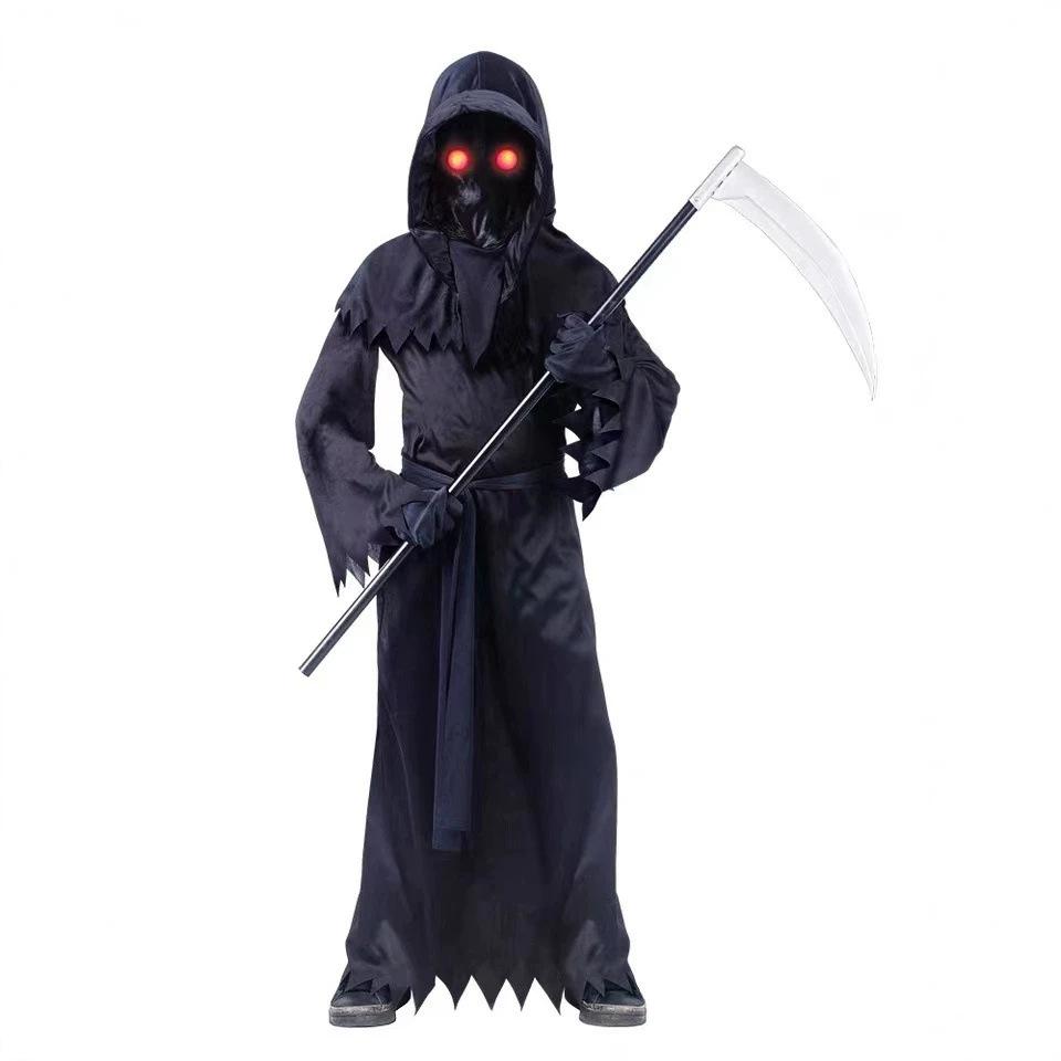 Halloween Death Cosplay Suit Death Is Here Dark Magician Show Suit Sickle Hood Cape Set